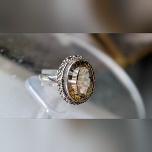 Faceted Mystic Topaz Crystal Gemstone Sterling Silver Ring Jewelry (size 6)